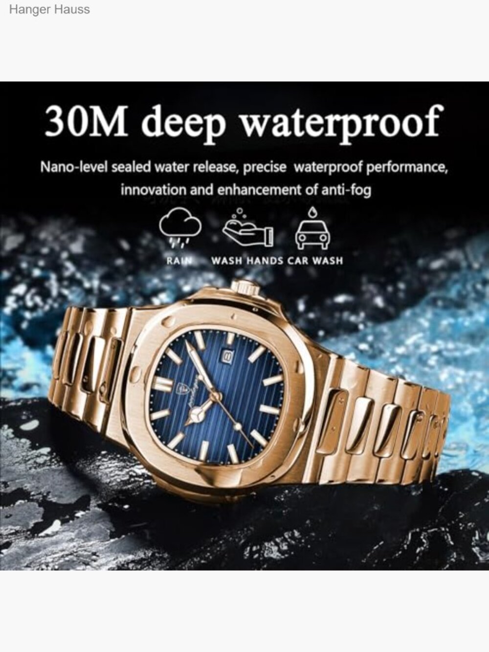 Men's Quartz Analog Watch Stainless Steel Bracelet Luminous Hands Water - Picture 6 of 7